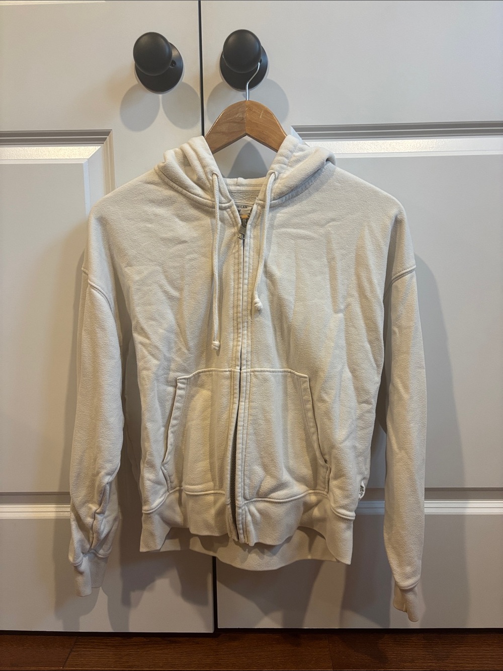 American Eagle Outfitters Cream Full-Zip Hoodie
